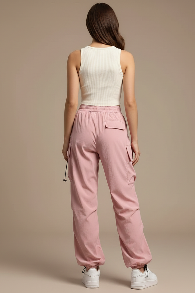 Pantalon Cargo Femme Rose Parachute - Polyester - vue 2