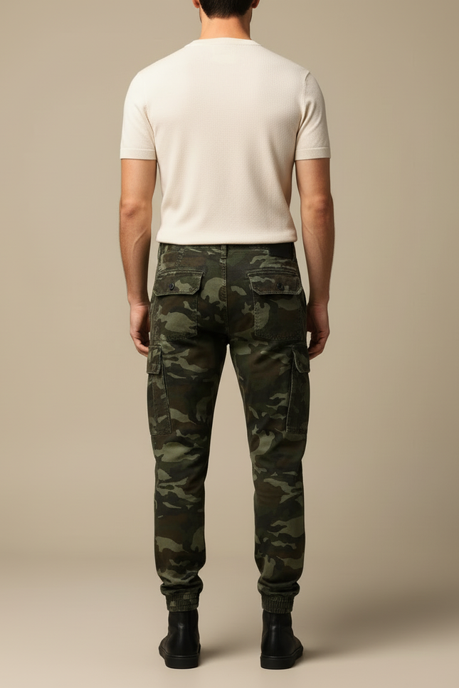Pantalon Cargo Camouflage Militaire Coton Homme Jogger - Kaki - vue 2