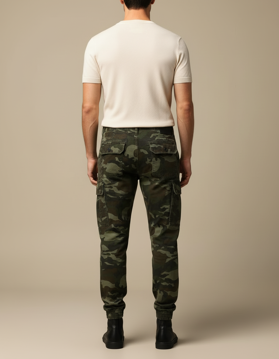 Pantalon Cargo Camouflage Militaire Coton Homme Jogger - Kaki - vue 2