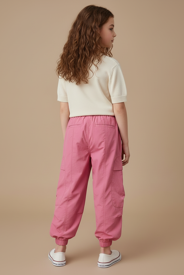 Pantalon Cargo Rose Ample Multipoches Enfant Fille - Polyester - vue 2