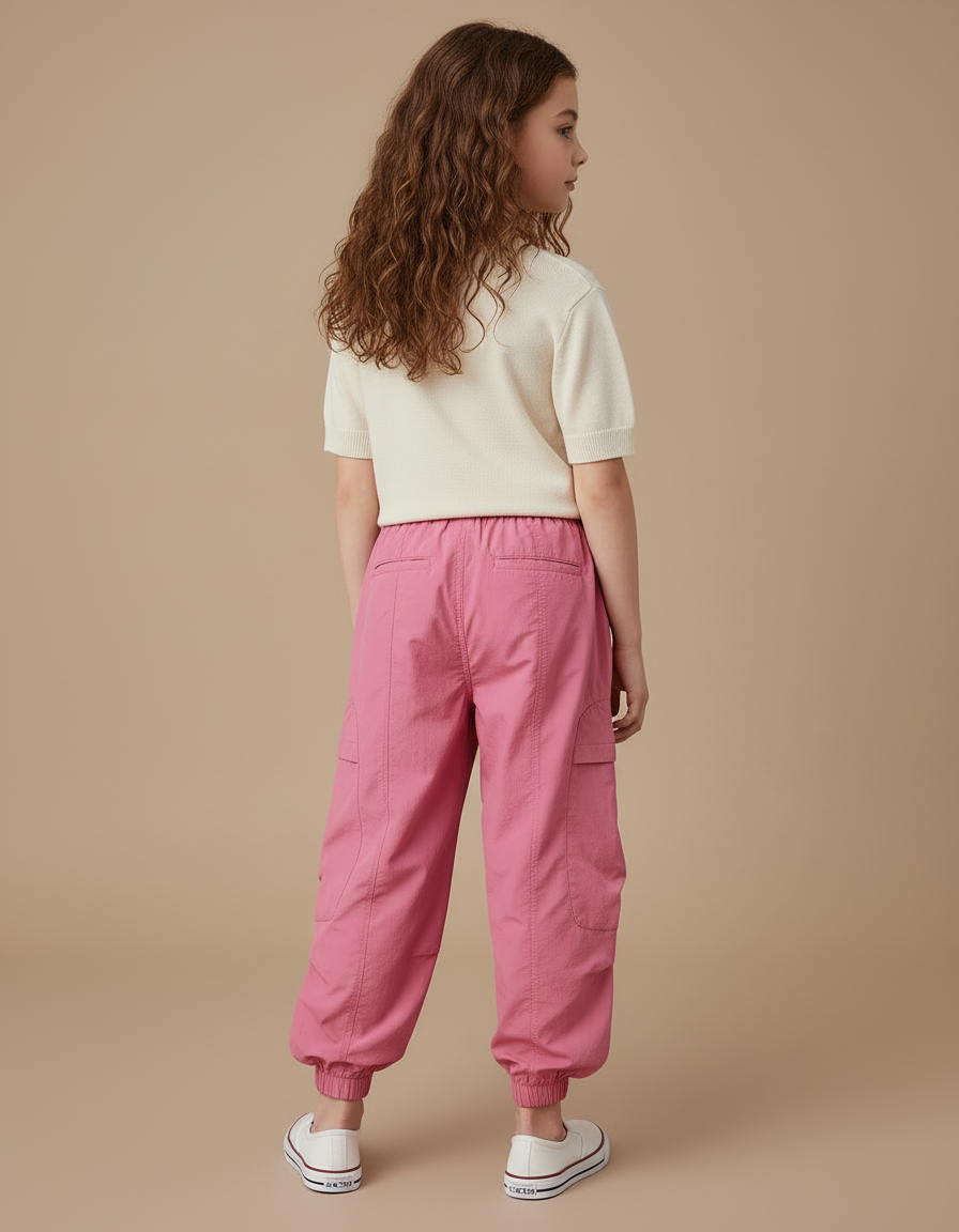 Pantalon Cargo Rose Ample Multipoches Enfant Fille - Polyester - vue 2