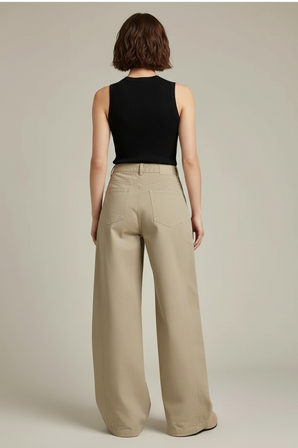 Pantalon Cargo Beige Ample Coton Multipoches - vue 2