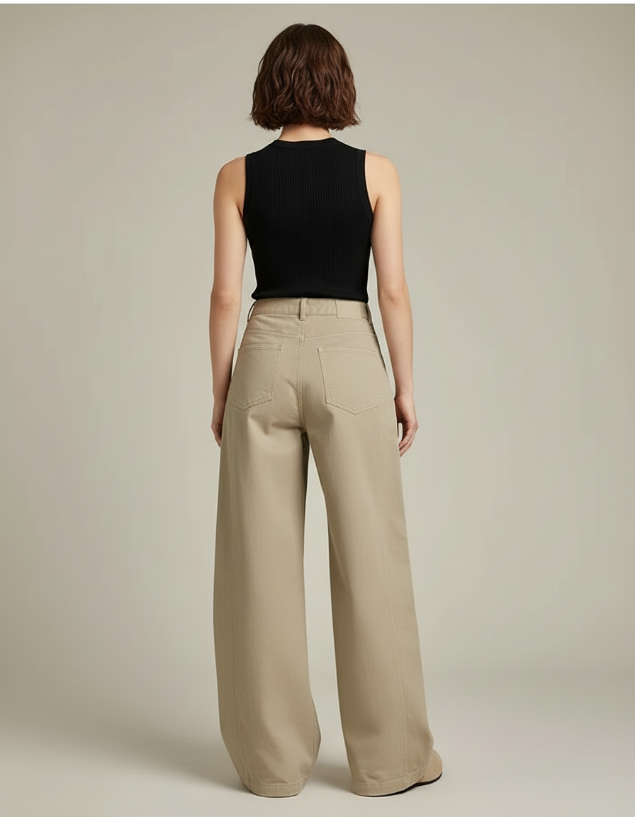 Pantalon Cargo Beige Ample Coton Multipoches - vue 2