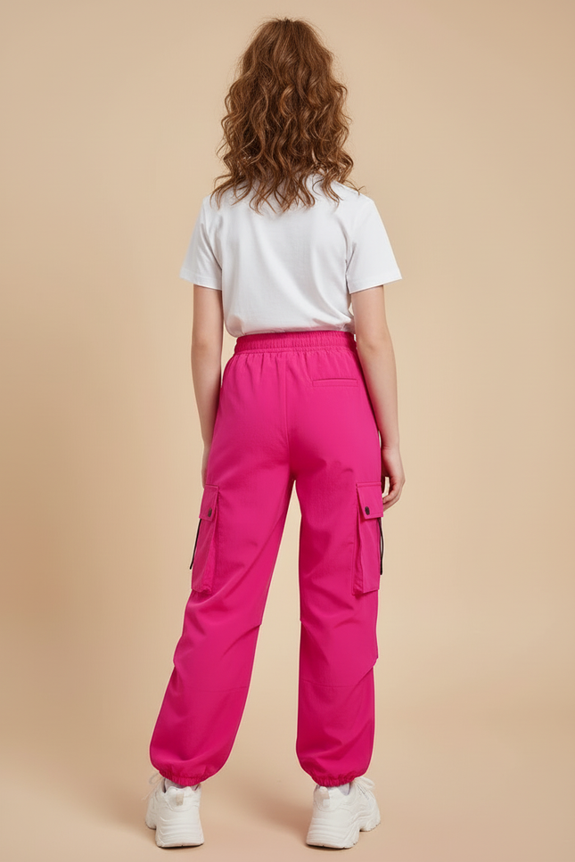 Pantalon Cargo Fuchsia Ample Décontracté Multipoches Fille - Rose Polyester - vue 2