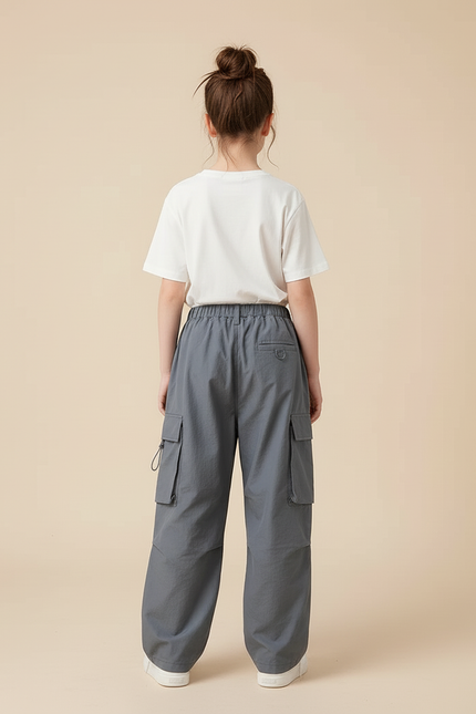 Pantalon Cargo Fille Gris Parachute - Polyester - vue 2