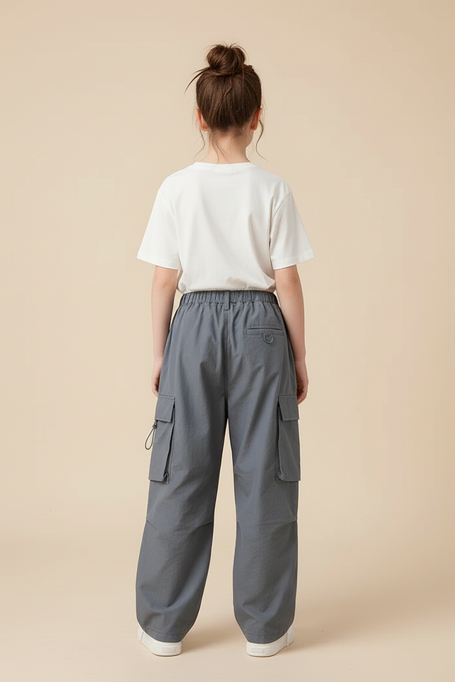 Pantalon Cargo Fille Gris Parachute - Polyester - vue 2