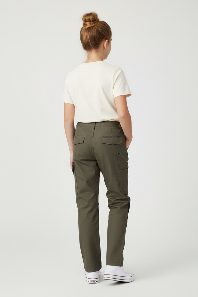 Pantalon Cargo Kaki Enfant, Robuste, Décontracté, Multi-poches - Toile - vue 2