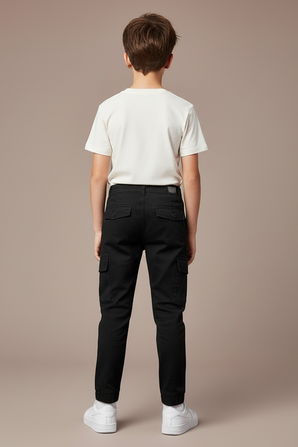Pantalon Cargo Noir Coton Multipoches Enfant - vue 2