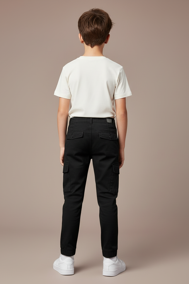 Pantalon Cargo Noir Coton Multipoches Enfant - vue 2