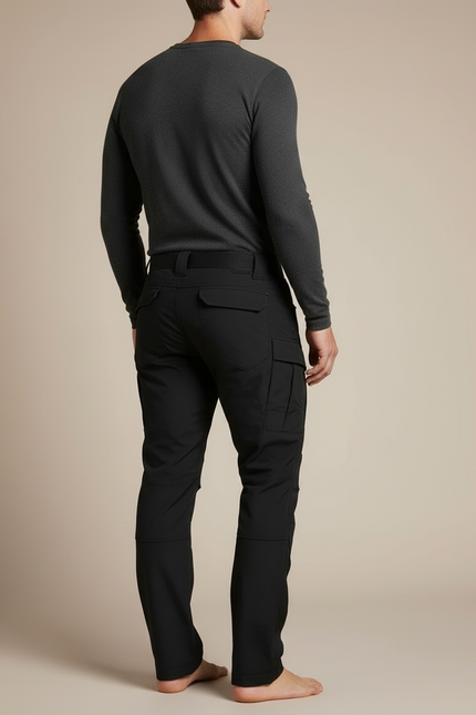 Pantalon Cargo Noir Coupe Droite Tactique Multipoches Homme - Polyester - vue 2