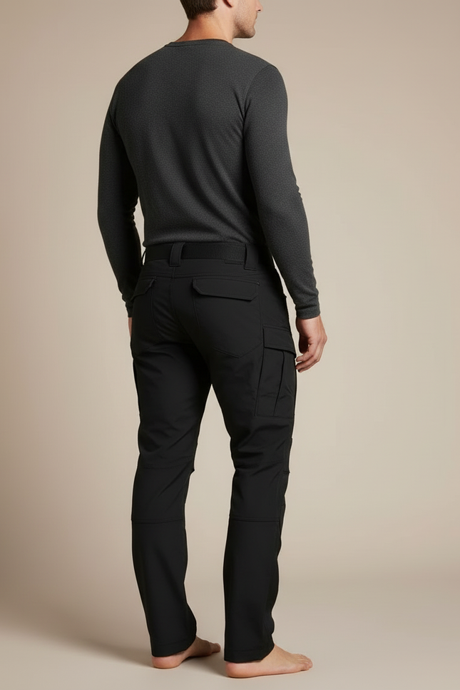 Pantalon Cargo Noir Coupe Droite Tactique Multipoches Homme - Polyester - vue 2