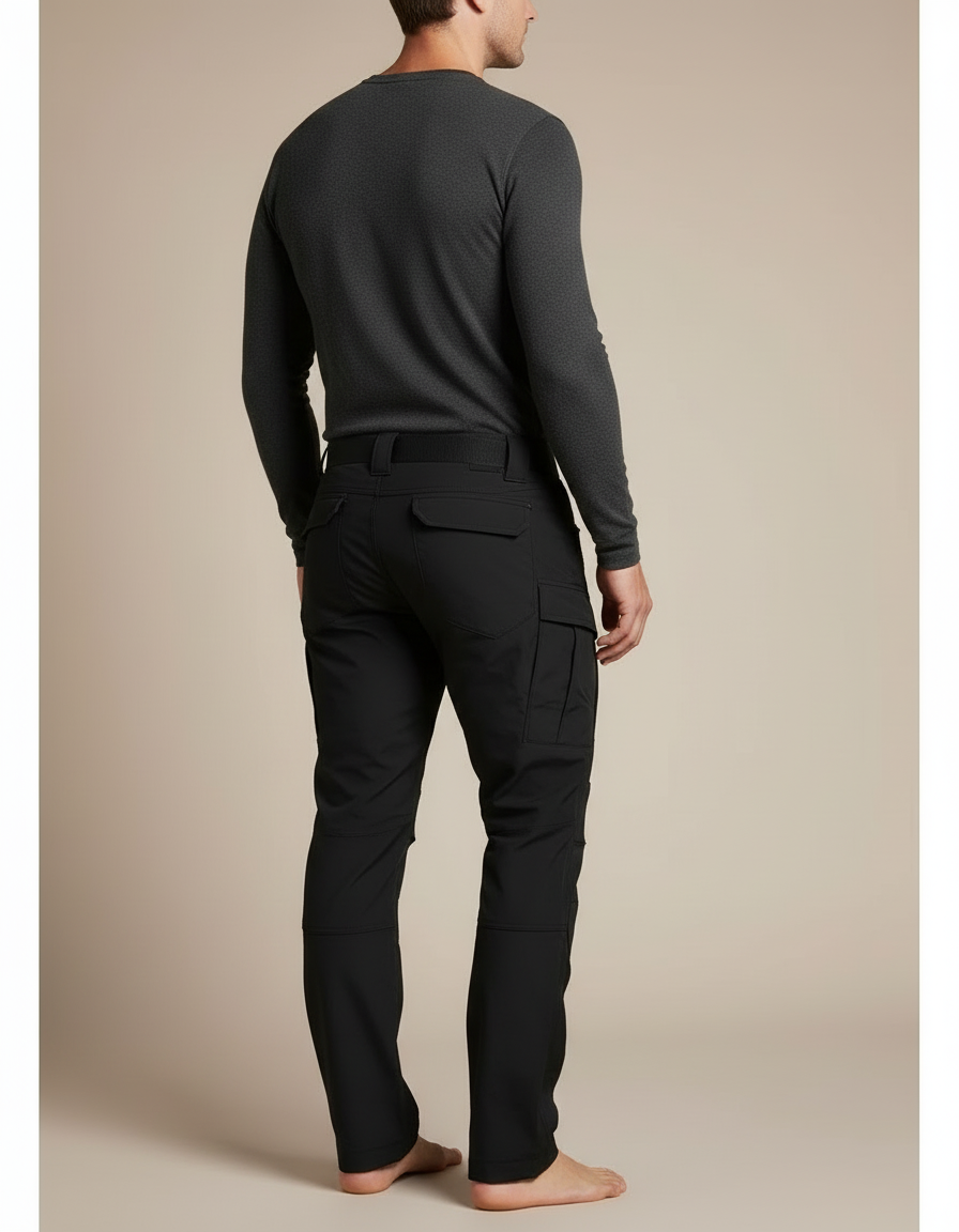 Pantalon Cargo Noir Coupe Droite Tactique Multipoches Homme - Polyester - vue 2
