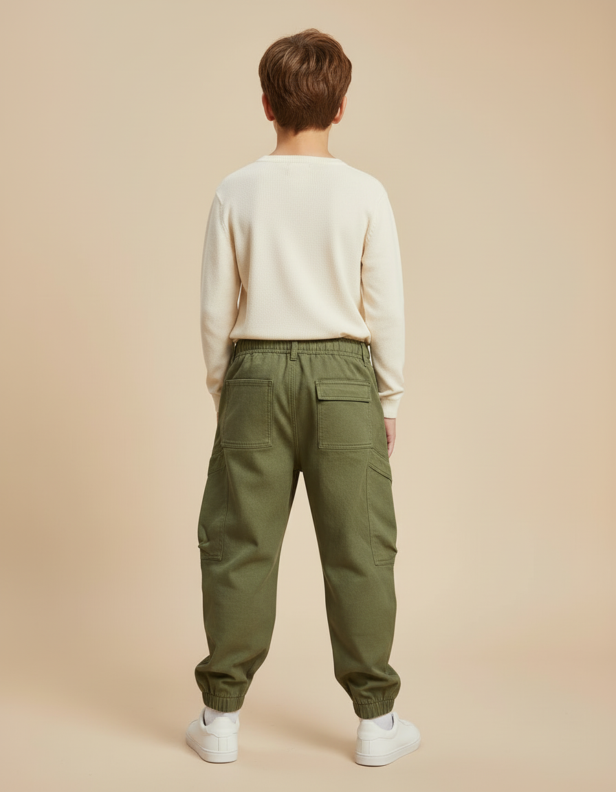 Pantalon Cargo Kaki Enfant Décontracté Poches - Toile - vue 2