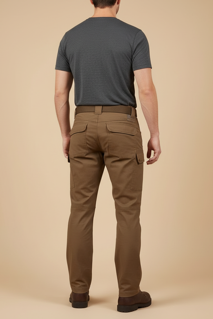 Pantalon Cargo Marron Tactique Multipoches Résistant Homme - Toile - vue 2