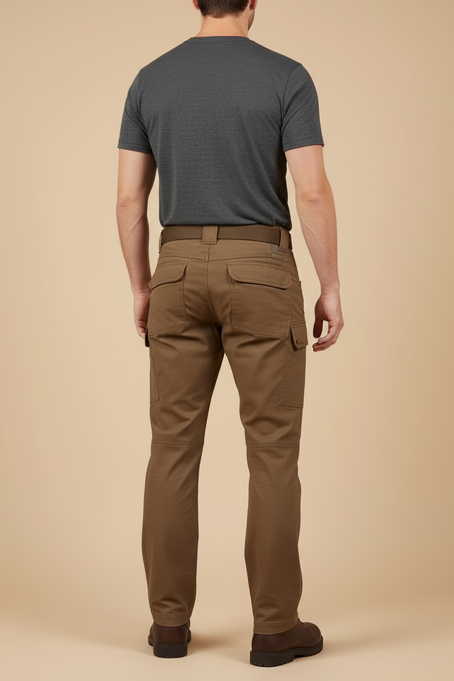 Pantalon Cargo Marron Tactique Multipoches Résistant Homme - Toile - vue 2