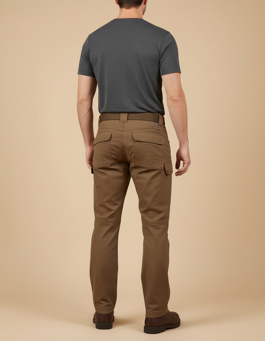 Pantalon Cargo Marron Tactique Multipoches Résistant Homme - Toile - vue 2