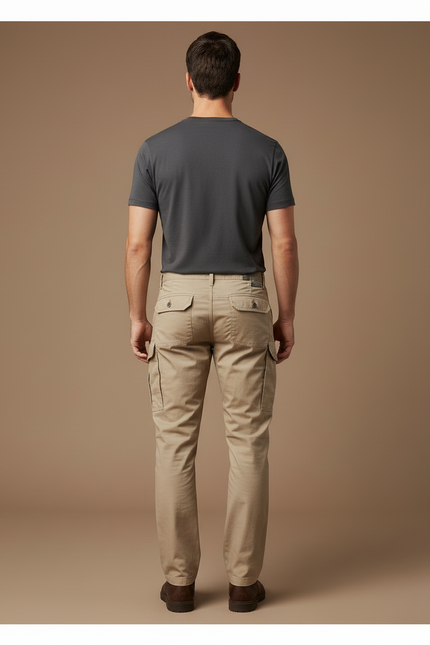 Pantalon Cargo Beige Homme Multipoches Décontracté - Toile - vue 2