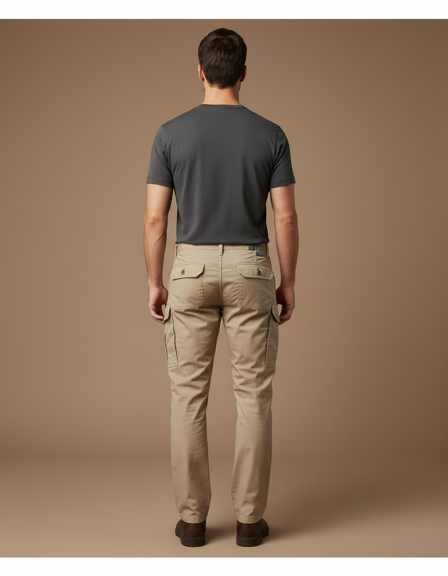 Pantalon Cargo Beige Homme Multipoches Décontracté - Toile - vue 2