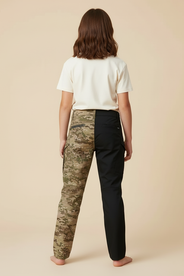 Pantalon Cargo Bicolore Camouflage Noir Enfant Respirant - Multicolore Polyester - vue 2