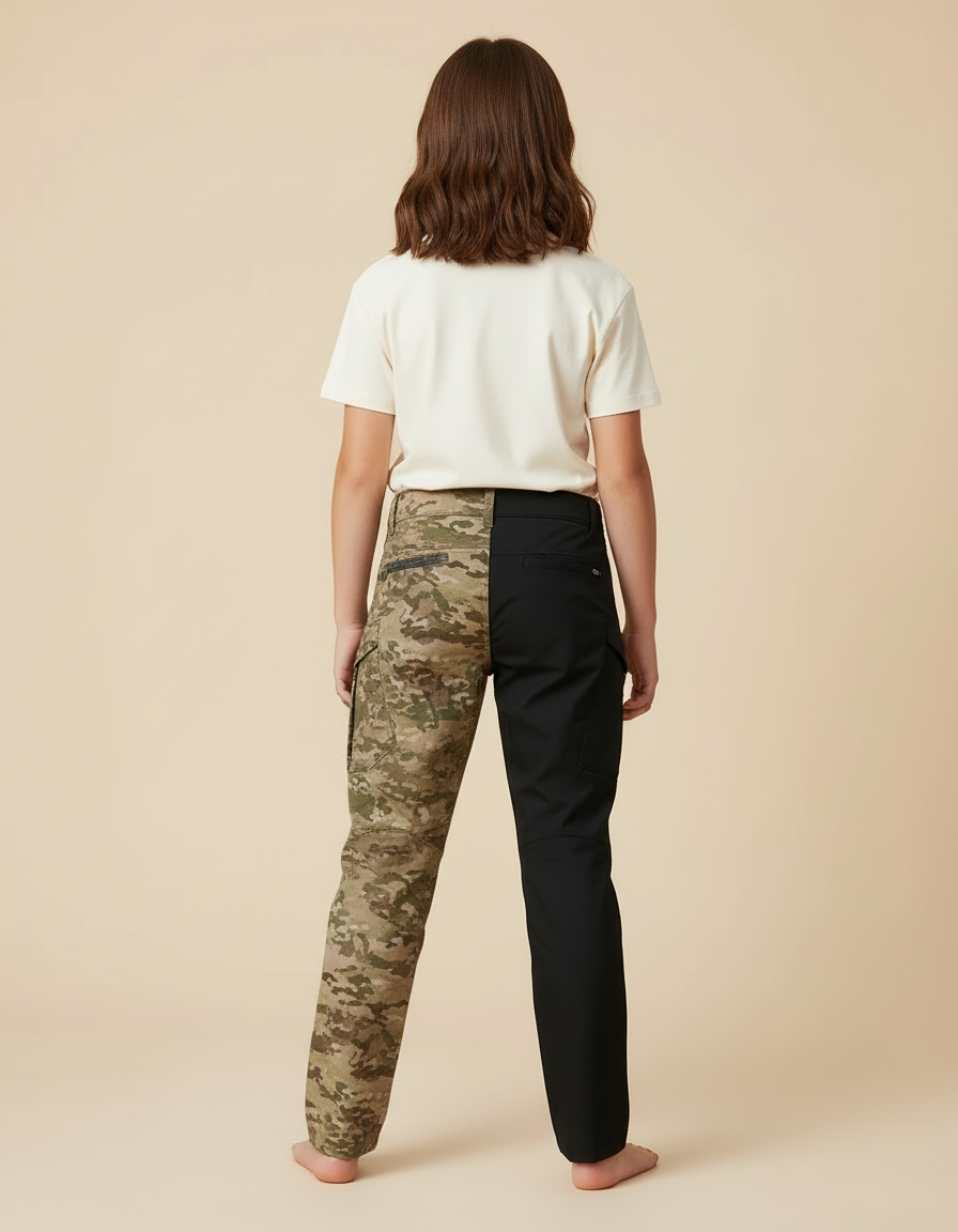 Pantalon Cargo Bicolore Camouflage Noir Enfant Respirant - Multicolore Polyester - vue 2