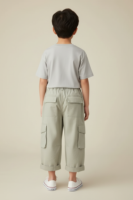 Pantalon Cargo Garçon Kaki Large - Toile - vue 2