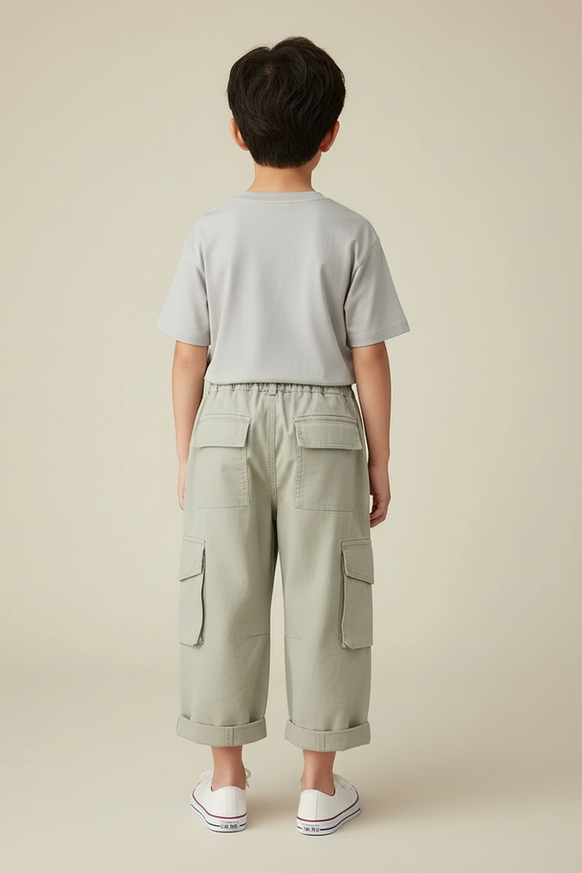 Pantalon Cargo Garçon Kaki Large - Toile - vue 2