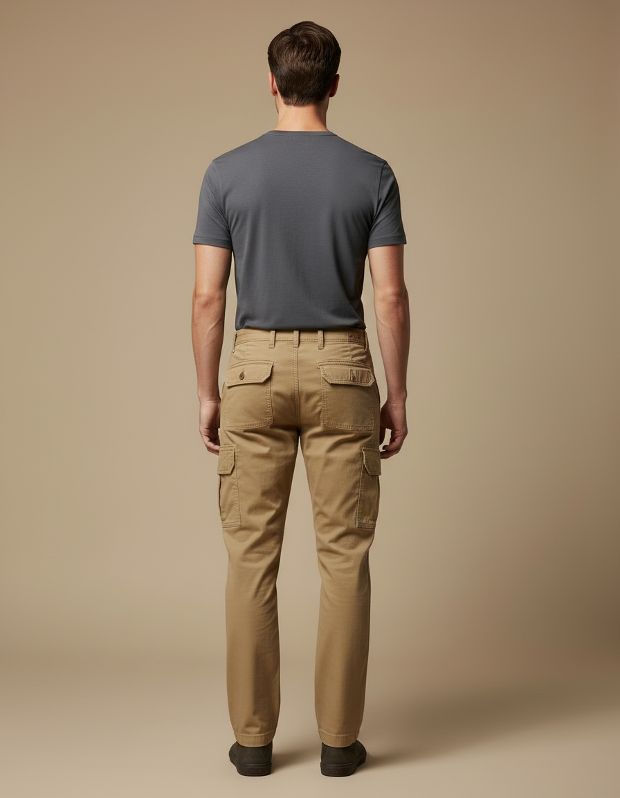 Pantalon Cargo Homme Kaki Coton Décontracté Multipoches - Toile - vue 2