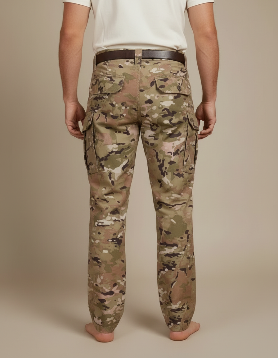 Pantalon Cargo Camouflage Militaire Multi-Poches Durable - Multicolore Toile - vue 2
