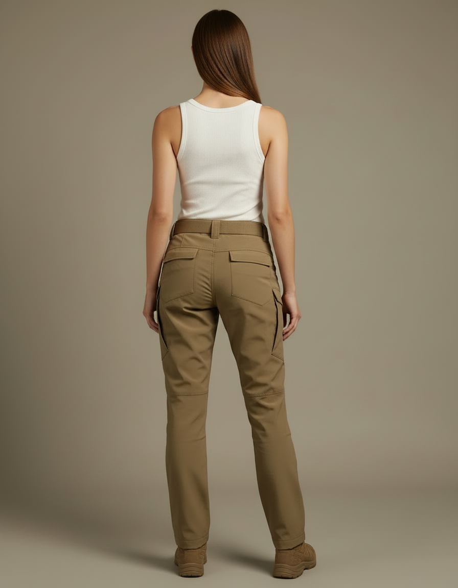 Pantalon Cargo Femme Kaki Multipoches Tactique Slim - Polyester - vue 2