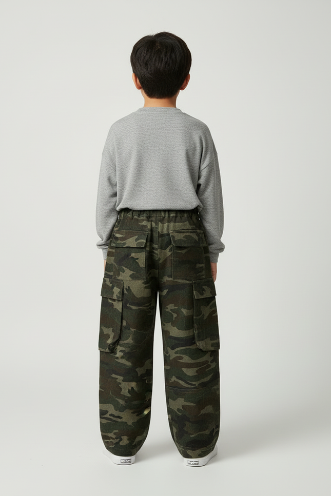 Pantalon Cargo Camouflage Ample Molletonné Enfant Décontracté - Imprimé - vue 2