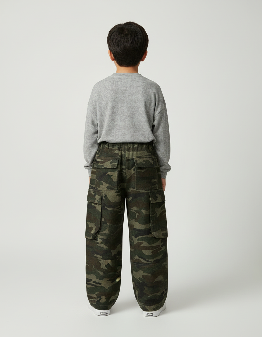 Pantalon Cargo Camouflage Ample Molletonné Enfant Décontracté - Imprimé - vue 2
