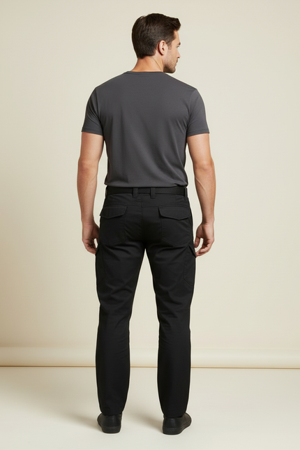 Pantalon Cargo Noir Homme Multipoches Décontracté Résistant - Toile - vue 2