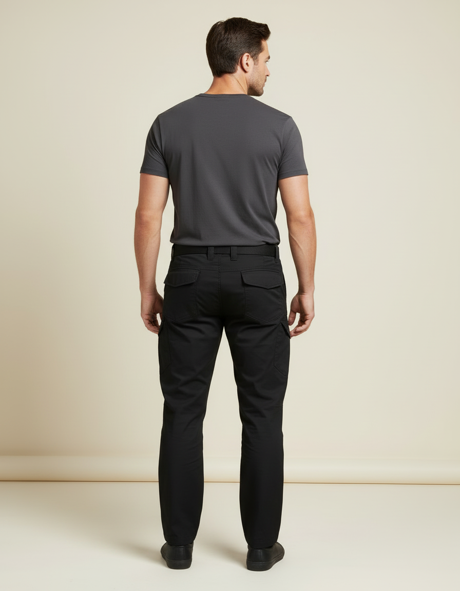 Pantalon Cargo Noir Homme Multipoches Décontracté Résistant - Toile - vue 2