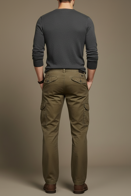 Pantalon Militaire Cargo Homme - Kaki Toile - vue 2