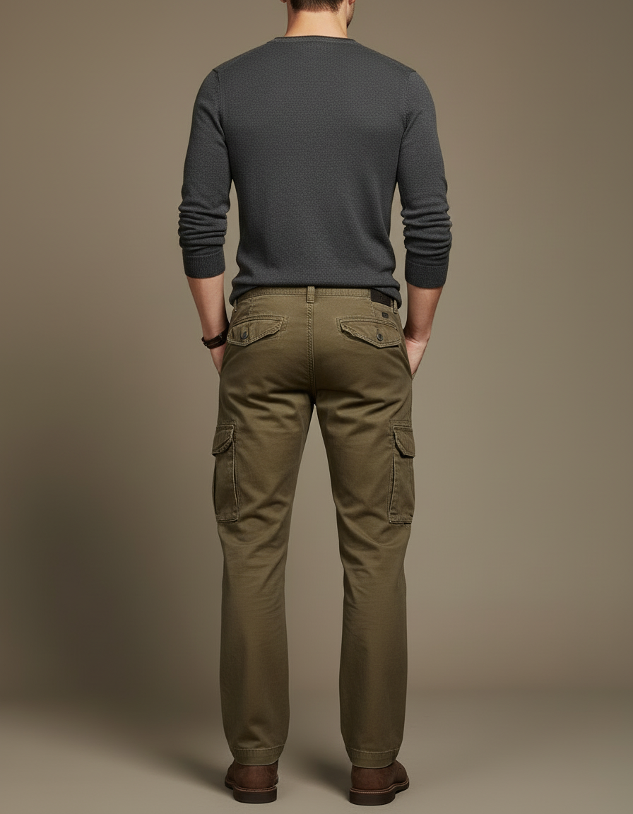 Pantalon Militaire Cargo Homme - Kaki Toile - vue 2