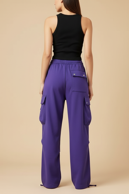 Pantalon Cargo Violet Ample Décontracté Sport Femme - Molleton - vue 2