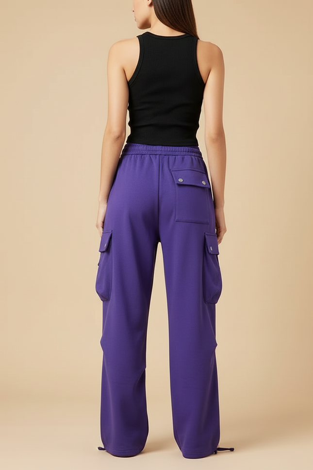 Pantalon Cargo Violet Ample Décontracté Sport Femme - Molleton - vue 2