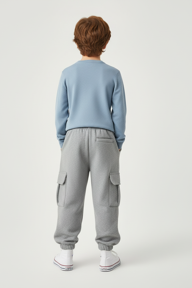 Pantalon Cargo Gris Ample Molleton Poches Enfant - vue 2