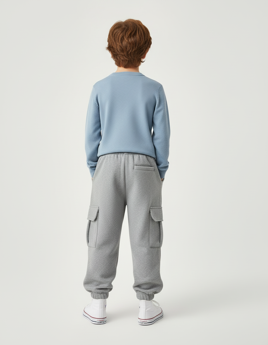 Pantalon Cargo Gris Ample Molleton Poches Enfant - vue 2