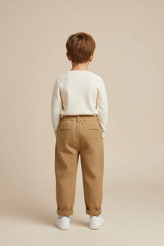 Pantalon Cargo Bouton Pression - Camel Toile - vue 2