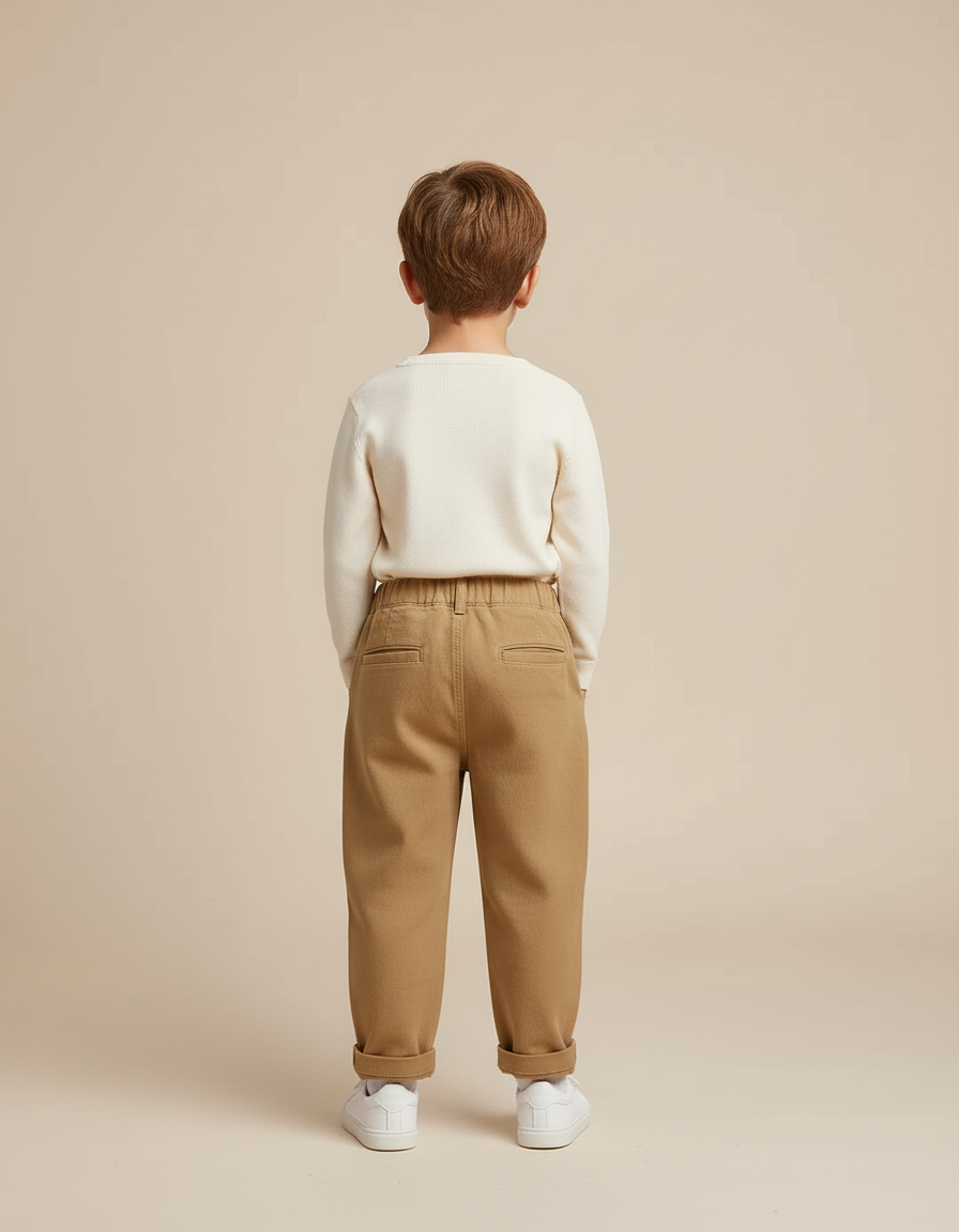 Pantalon Cargo Bouton Pression - Camel Toile - vue 2