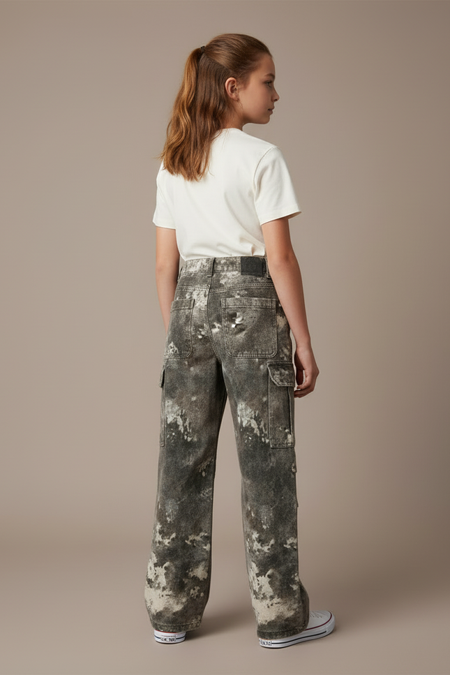 Pantalon Cargo Camouflage Ample Fille Coton Décontracté - Multicolore Jean - vue 2