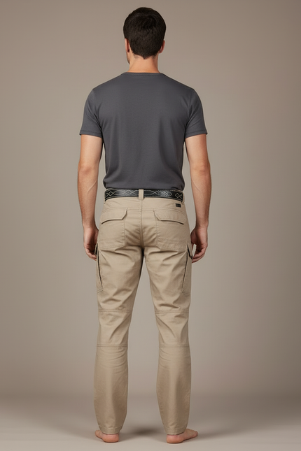 Pantalon Cargo Homme Beige Décontracté Multipoches - Coton - vue 2