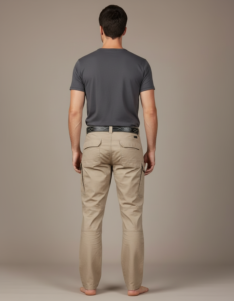 Pantalon Cargo Homme Beige Décontracté Multipoches - Coton - vue 2