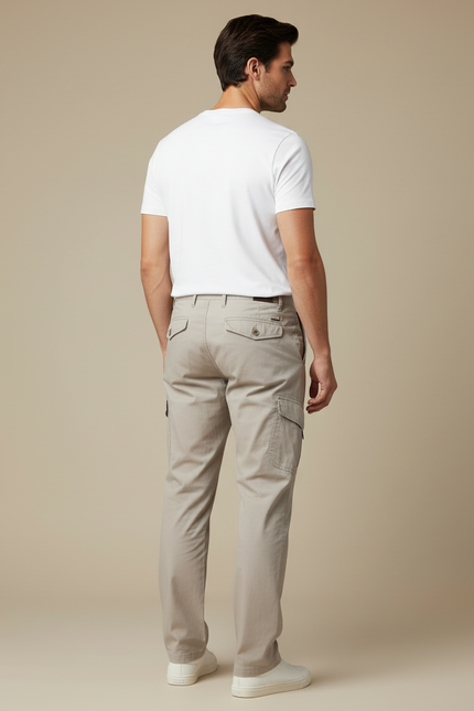 Pantalon Cargo Homme Beige Coton Multipoches Décontracté - Toile - vue 2