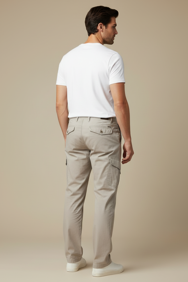 Pantalon Cargo Homme Beige Coton Multipoches Décontracté - Toile - vue 2