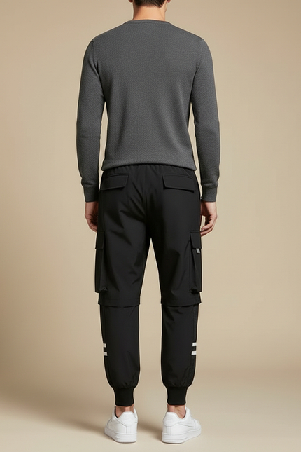 Pantalon Cargo Noir Homme Multipoches Sportif Léger - Polyester - vue 2