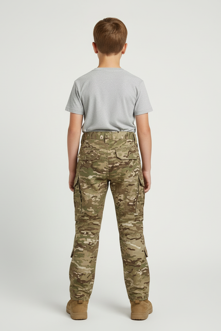Pantalon Cargo Camouflage Militaire Multipoches Genouillères Intégrées - Multicolore Toile - vue 2