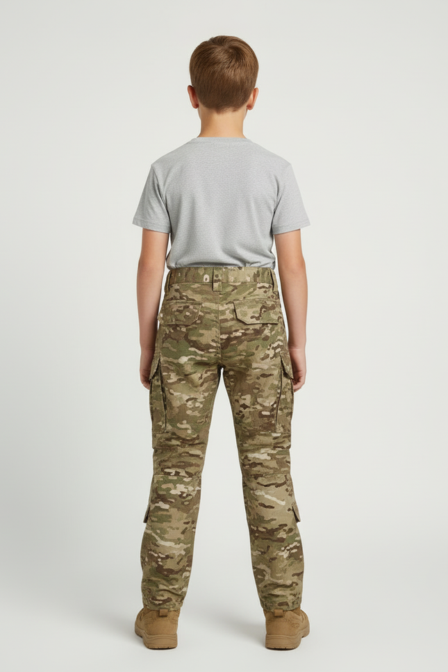 Pantalon Cargo Camouflage Militaire Multipoches Genouillères Intégrées - Multicolore Toile - vue 2