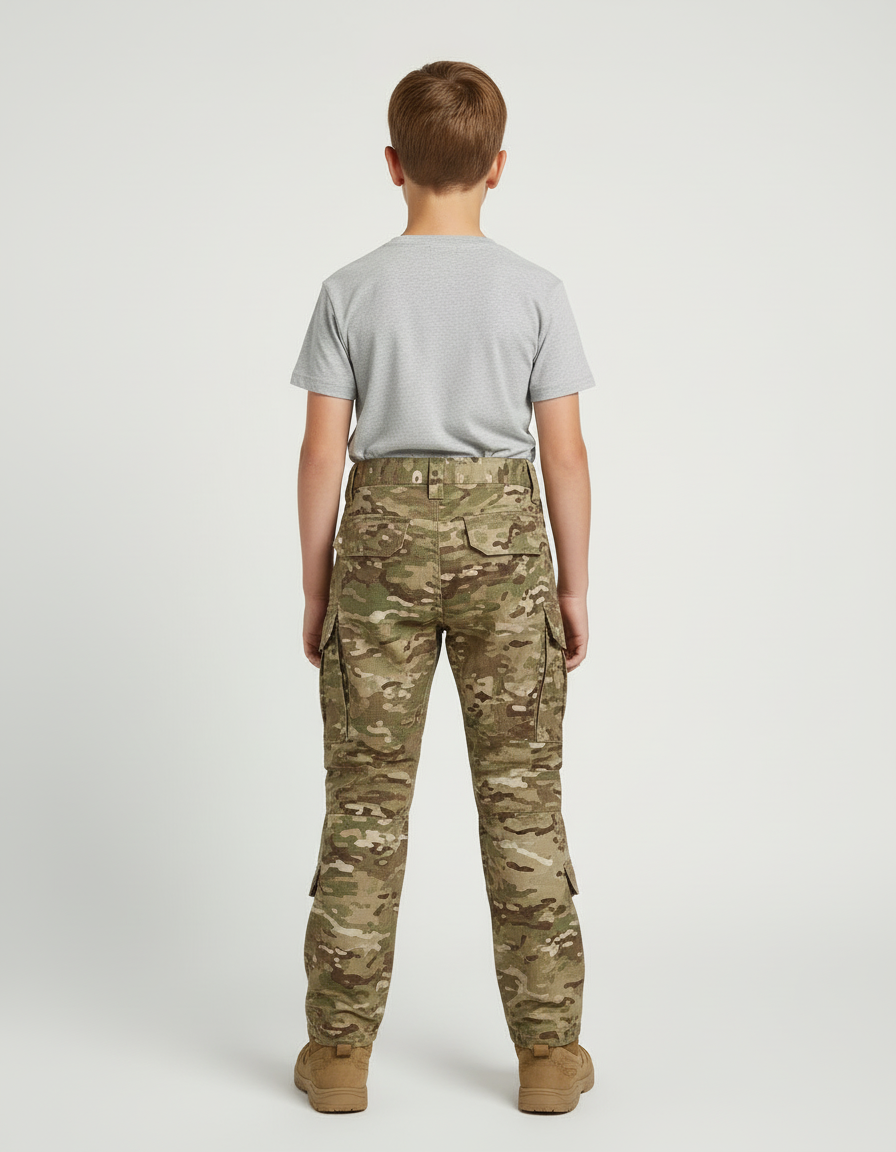 Pantalon Cargo Camouflage Militaire Multipoches Genouillères Intégrées - Multicolore Toile - vue 2
